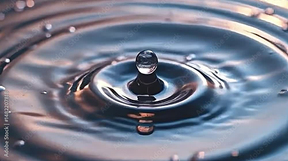 Fototapete captivating scene of single water droplet mid-air captured as it gracefully splashes pool of water. 