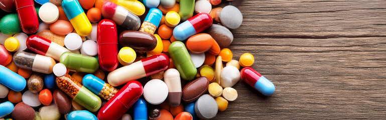 Colorful Assortment of Pharmaceutical Pills, Capsules and Vitamins