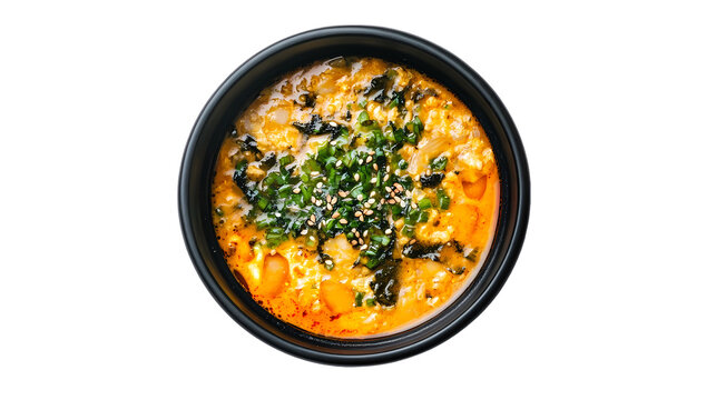 Spicy Korean Egg Soup Recipe isolated on transparent background
