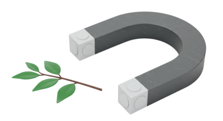 Isolated Magnet Attracting Green Branch Nature Affinity