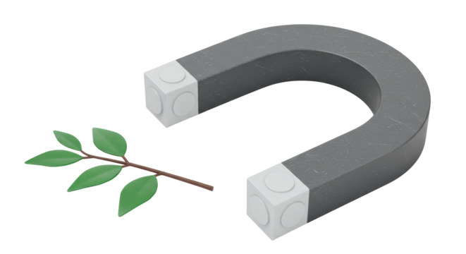 Isolated Magnet Attracting Green Branch Nature Affinity