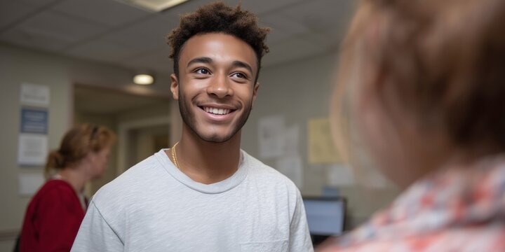 Student visiting college health center for wellness and support