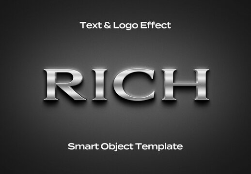 Rich Gold Black Text Logo Style Effect Mockup Logotype Template Shape