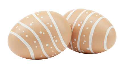 Isolated Decorative Easter Eggs with White Stripes and Dots