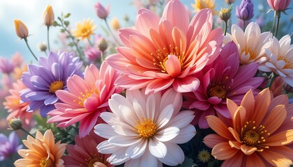 Obraz premium Vibrant Spring Bouquet: A Symphony of Colorful Flowers