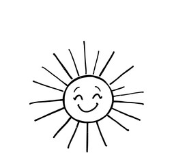 Obraz premium Happy Sun Doodle: A cheerful sun with a smiling face and radiating rays, perfect for adding a touch of warmth and happiness to any project.