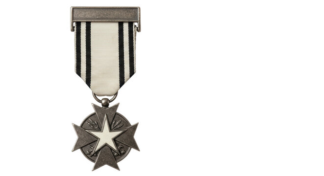 Isolated Military Medal with Star Award for Valor