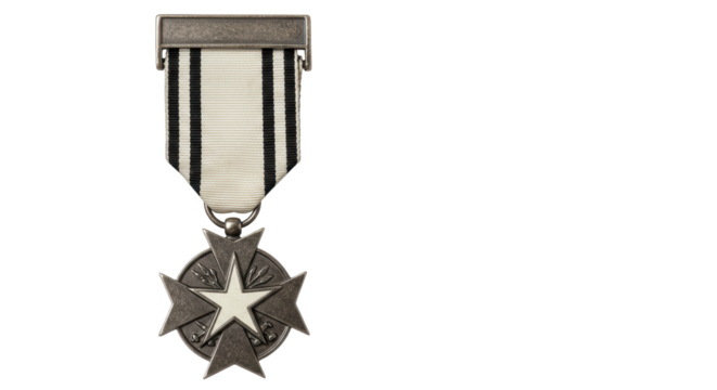 Isolated Military Medal with Star Award for Valor