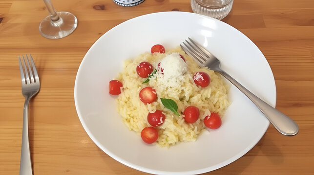 Porzione di risotto con cicale