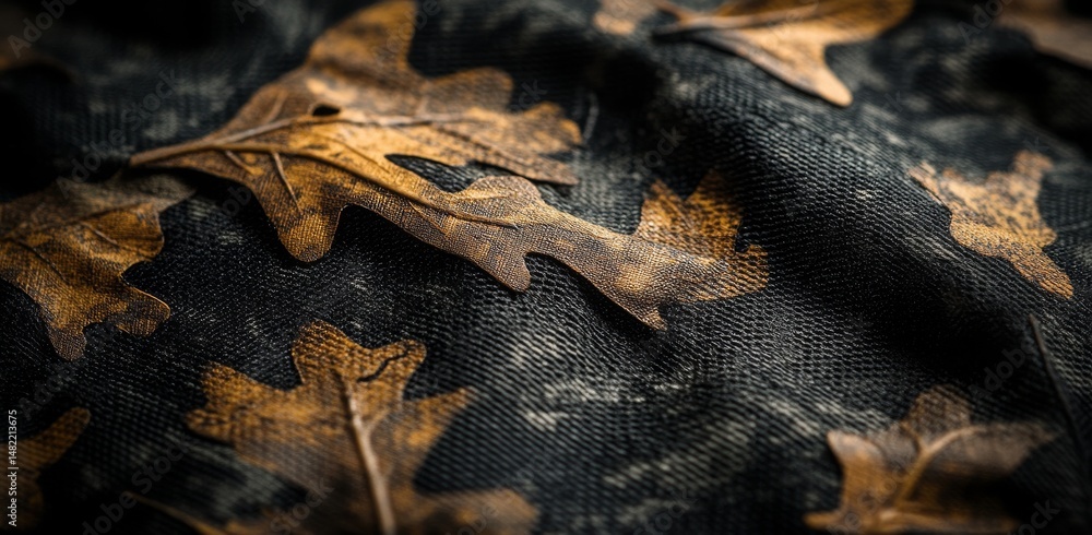 Poster tree branches with texture are depicted in an image overlying camouflage patterns