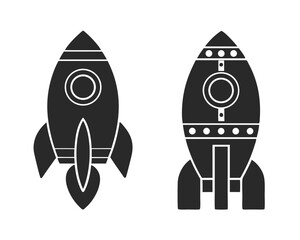 rocket icon vector silhouette illustration isolated on white background