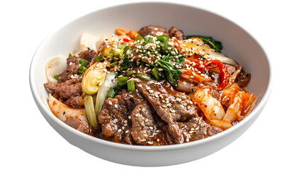 Fototapeta premium Beef Kimchi Bowl Korean Recipe isolated on transparent background