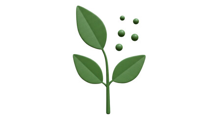 Isolated Green Sprout with Leaves and Water Droplets Symbolizing Growth