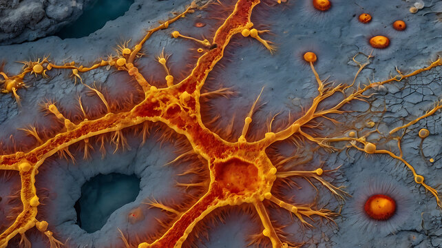 Microscopic visualization reveals thermostable archaea thriving in volcanic hot springs, showcasing unique cell adaptations to survive extreme heat and harsh conditions.