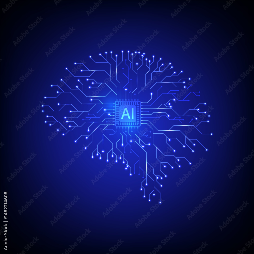 Poster ai artificial intelligence circuit technology background design for featuring futuristic .