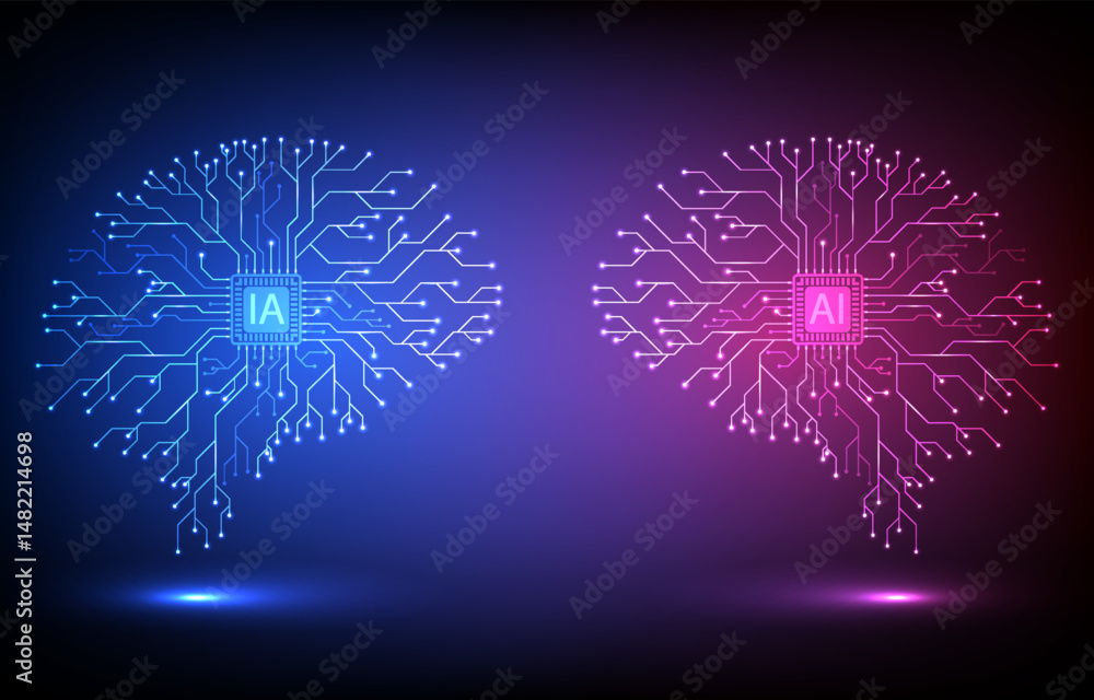 Poster ai artificial intelligence circuit technology background design featuring futuristic electronic.