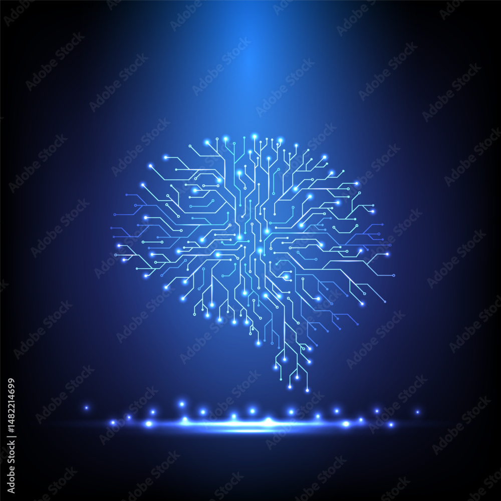 Poster data network and digital transformation technology background design featuring futuristic electronic