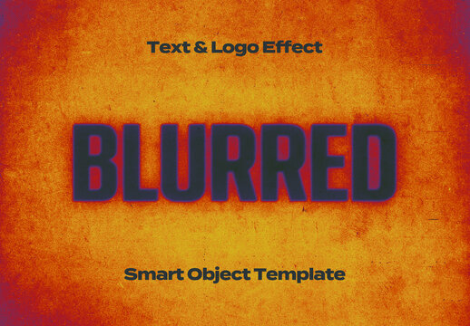 Blured Motion Black Text Logo Style Effect Mockup Logotype Template Shape