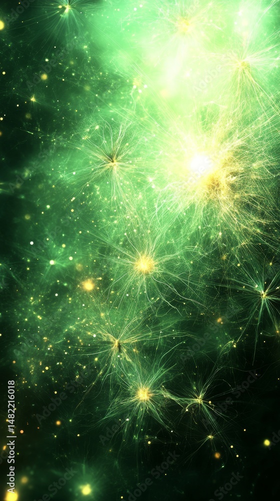 Poster the green environment features green neuron cells with spiky extensions on display