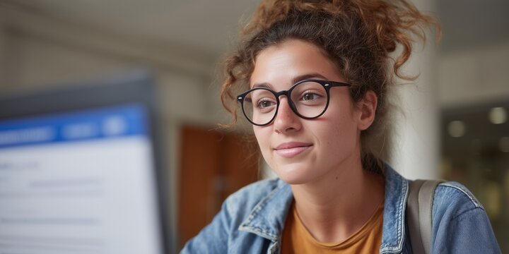 Student accessing college portal for academic confirmation and enrollment tasks