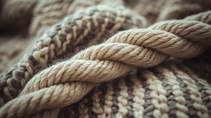 The illustration showcases Illusion-Spun Fibers by providing a close-up view of the textures and details found in rustic woven fabric and thick braided rope made from natural fibers