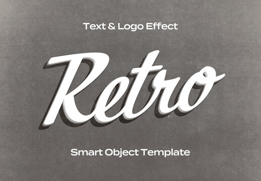 Retro Vintage Old Text Logo Style Effect Mockup Logotype Template Shape