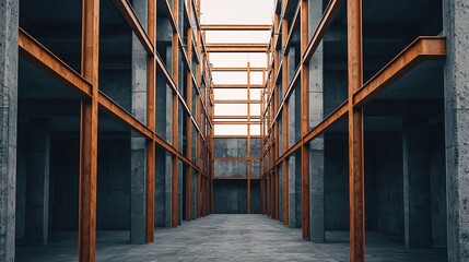 Abandoned construction site urban landscape photography industrial environment interior view decay and neglect