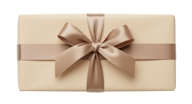 Isolated Rectangular Gift Box with Ribbon