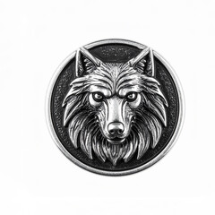 silver symbol wolf on white