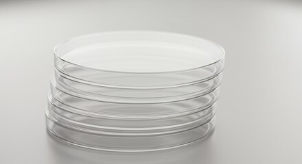 Obraz premium Stack of Sterile Petri Dishes on Neutral Background