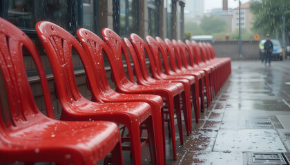 red chairs in a row
