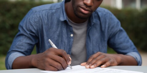 Student completing health insurance waiver form for academic coverage