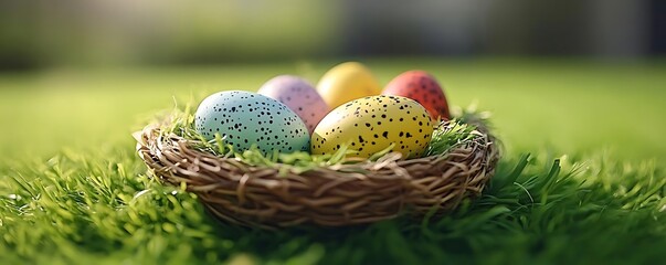 Easter eggs nest spring grass (1)