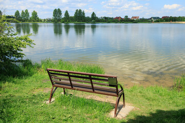 benches and chaise lounges for rest on the streets of the city and in the park, public places