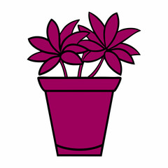 Simple Illustration of a Purple Plant in a Pot