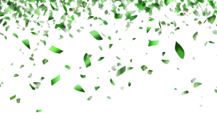 falling green confetti on white background