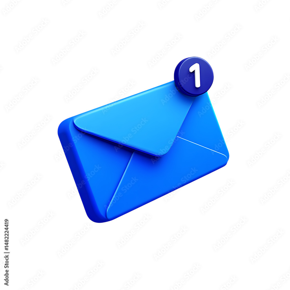 Aufkleber 3d \n blue email envelope icon with red notification badge new message inbox alert concept isolated 
