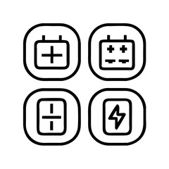 Set of outline icons related to charging. Linear icon collection. Editable stroke. Vector illustration