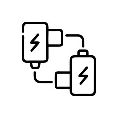 Set of outline icons related to charging. Linear icon collection. Editable stroke. Vector illustration