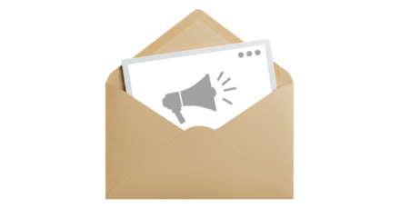 Isolated Open Envelope with Megaphone Graphic for Email Marketing