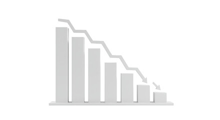 Isolated Declining Bar Graph with Arrow Depicting Financial Loss