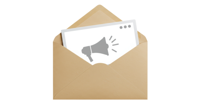 Isolated Open Envelope with Megaphone Graphic for Email Marketing