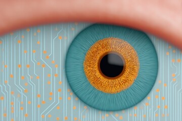 Intricate design of a futuristic eye highlighting technology and human vision