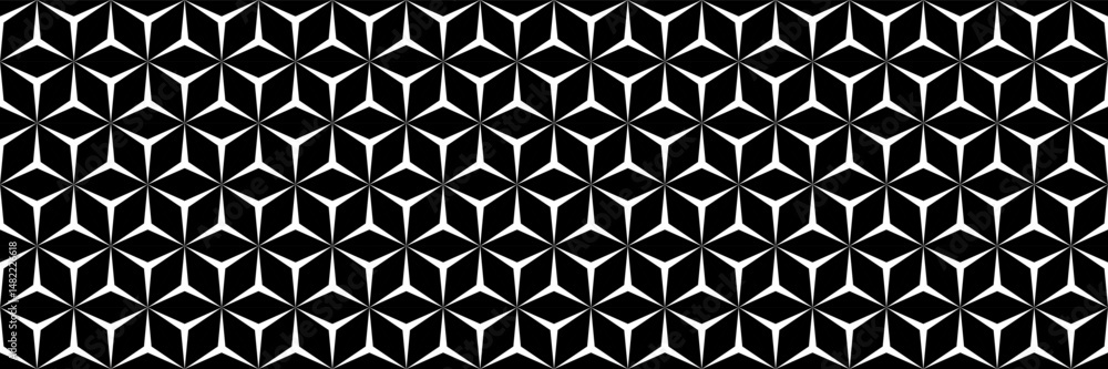 Poster horizontal black and white triangle and hexagon design for pattern and background.