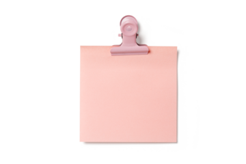 pink blank sticky note paper with pink clip isolated on transparent png background,note paper message office business tag sign