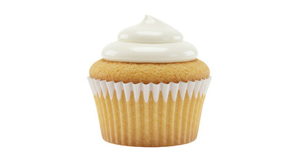 Isolated Cupcake with White Frosting
