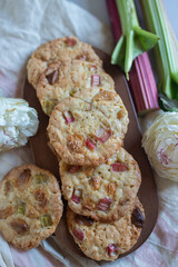 sweet home made rhubarb cookies with white chocolate