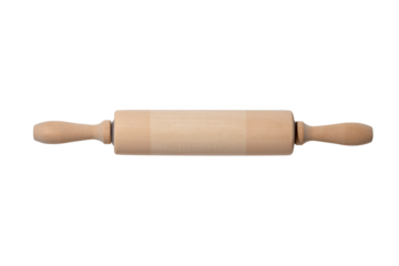 wood rolling pin isolated on  transparent png background,for making dough flat bakery bread