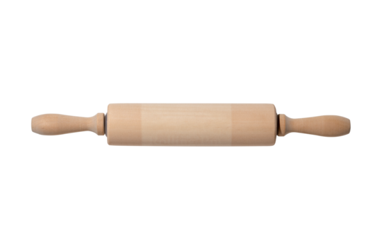 wood rolling pin isolated on  transparent png background,for making dough flat bakery bread