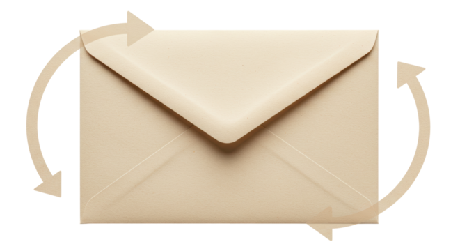 Isolated Light Brown Envelope with Arrows Rotation